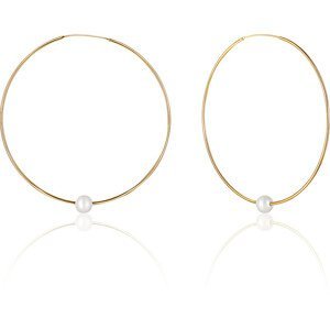JwL Luxury Pearls Pozlacené náušnice kruhy s pravými bílými perlami JL0639