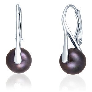 JwL Luxury Pearls Stříbrné náušnice s pravou černou perlou JL0650