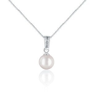 JwL Luxury Pearls Elegantní náhrdelník s mořskou perlou Akoya a krystaly JL0658 (řetízek, přívěsek)