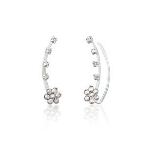 JwL Luxury Pearls Květinové podélné náušnice s krystaly JL0722