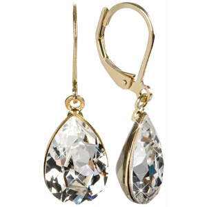Levien Elegantní pozlacené náušnice s krystaly Pear Crystal