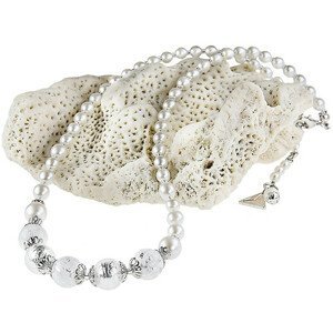 Lampglas Něžný náhrdelník White Romance s s ryzím stříbrem v perlách Lampglas NV1