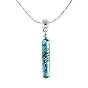 Lampglas Krásný náhrdelník Turquoise Love s ryzím stříbrem v perle Lampglas NPR10