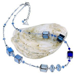 Lampglas Krásný náhrdelník Triple Blue 2 z perel Lampglas NCU34