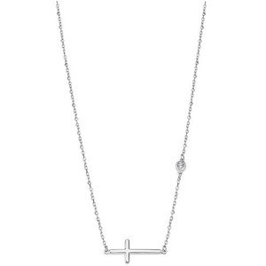 Lotus Silver Designový stříbrný náhrdelník s křížkem a čirým zirkonem LP1918-1/1