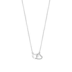 Lotus Silver Romantický stříbrný náhrdelník s čirými zirkony srdíčka LP3093-1/1