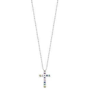 Lotus Silver Designový stříbrný náhrdelník s křížkem a třpytivými zirkony LP3248-1/1