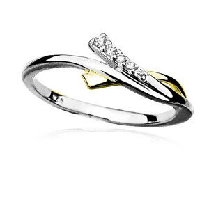 MOISS Půvabný stříbrný bicolor prsten se zirkony R0000 51 mm
