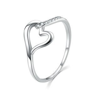 MOISS Okouzlující stříbrný prsten se zirkony Srdce R00019 57 mm