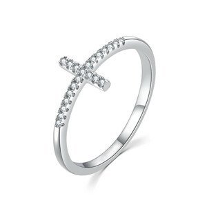 MOISS Elegantní stříbrný prsten s křížkem R00020 52 mm