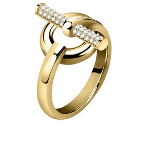 Morellato Elegantní pozlacený prsten z oceli s krystaly Abbraccio SAUC09 54 mm