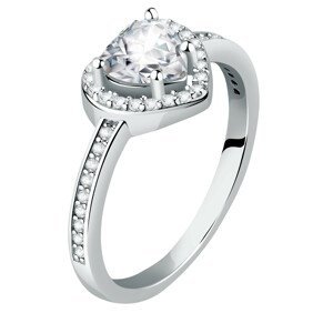 Morellato Třpytivý stříbrný prsten Srdce Tesori SAVB140 52 mm