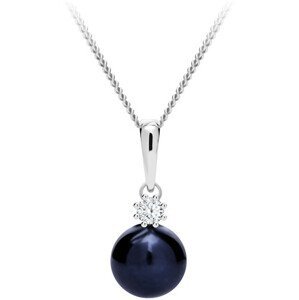 Preciosa Dechberoucí stříbrný náhrdelník Tonga s pravou říční perlou a kubickou zirkonií Preciosa 5311 20 (řetízek, přívěsek)