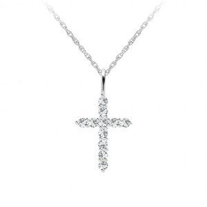 Preciosa Designový stříbrný náhrdelník Tender Cross s kubickou zirkonií Preciosa 5332 00