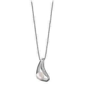 Silver Cat Elegantní náhrdelník se zirkony a perličkou SC297 (řetízek, přívěsek)