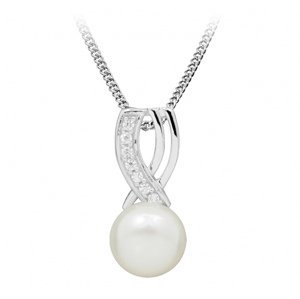 Silver Cat Jemný náhrdelník s perlou a zirkony SC397