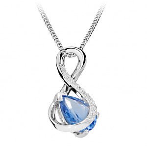 Silver Cat Módní náhrdelník s modrým spinelem a zirkony SC411