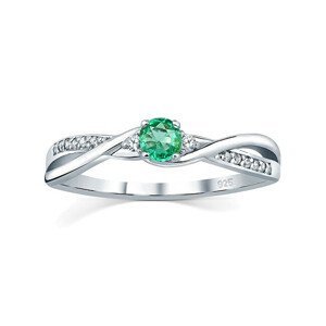 Silvego Stříbrný prsten s pravým přírodním smaragdem JJJR1100ER 62 mm