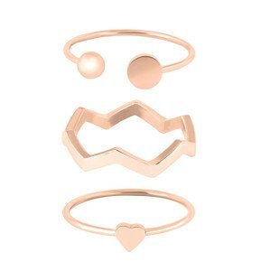 Troli Designová růžově zlacená sada ocelových prstenů 50 mm