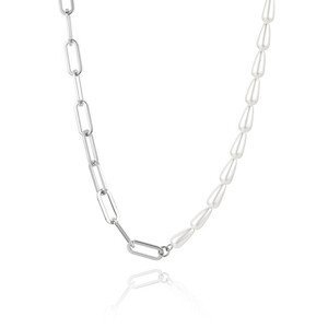 Troli Originální ocelový náhrdelník s perlami VWSN001S
