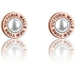 Victoria Walls Růžově pozlacené náušnice pecky s perličkami VE1093R