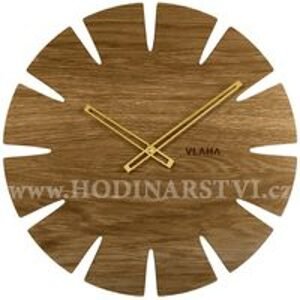 Dubové hodiny VLAHA VCT1030 vyrobené v Čechách se zlatými ručičkami