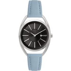 MINET Stříbrné dámské hodinky ICON BLUE NOBUCK s koženým řemínkem MWL5097