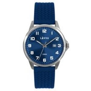LAVVU Stříbrno-modré pánské hodinky ÖREBRO se silikonovým řemínkem LWM0244
