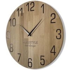 Flexistyle z228 - nástěnné hodiny z přírodního dubu s průměrem 50 cm dekor dřevo