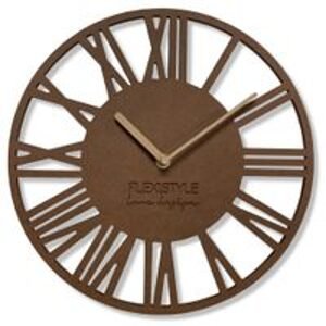 Flexistyle z219 - dřevěné nástěnné hodiny hnědé
