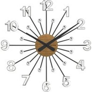 VLAHA DESIGN VCT1082 - Dřevěné stříbrno-černé hodiny s kameny vyrobené v Čechách
