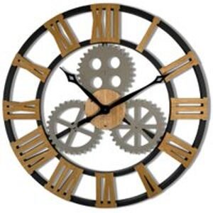 Flexistyle z229 - velké nástěnné hodiny s průměrem 80 cm dekor dřevo