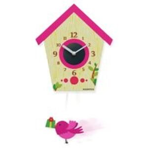 Flexistyle z110 - dětské kyvadlové hodiny s ptáčkem červená