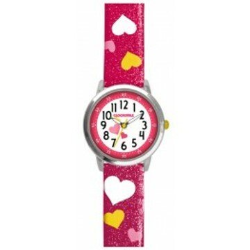 Růžové třpytivé dívčí hodinky se srdíčky CLOCKODILE HEARTS CWG5060