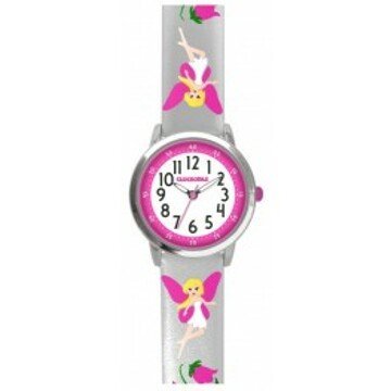 Stříbrné třpytivé dívčí hodinky s růžovými vílami CLOCKODILE FAIRIES CWG5080