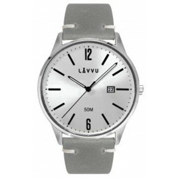 Pánské hodinky LAVVU LWM0083 KARLSTAD Silver/Top Grain Leather