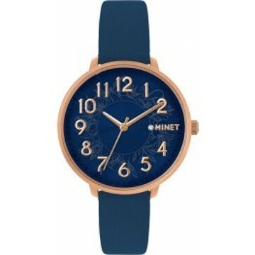 MINET MWL5177 Modré dámské hodinky MINET PRAGUE Blue Flower s čísly