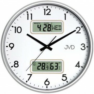 JVD DH239.1 - Stálesvítící hodiny s datumem, teplotou a vlhkostí vzduchu