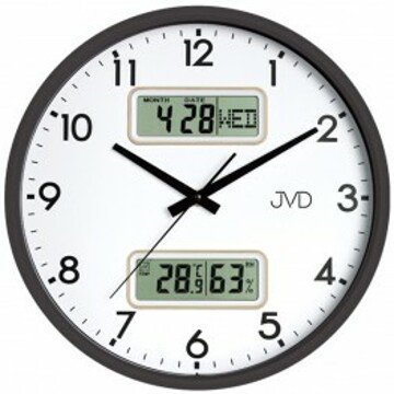 JVD DH239.2 - Stálesvítící hodiny s datumem, teplotou a vlhkostí vzduchu