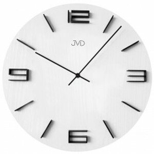 JVD HC27.5 - Moderní bílé hodiny s černými 3D číslicemi
