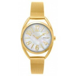 MINET Zlaté dámské hodinky s čísly ICON GOLD PEARL MESH MWL5213