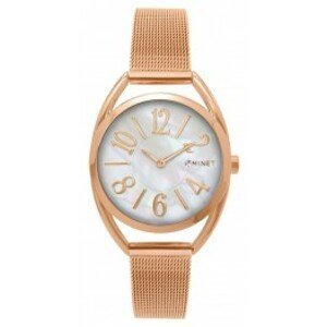 MINET Růžové dámské hodinky s čísly ICON ROSE GOLD PEARL MESH MWL5216