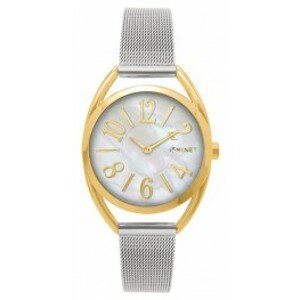 MINET Stříbrno-zlaté dámské hodinky s čísly ICON GOLD PEARL MESH MWL5218