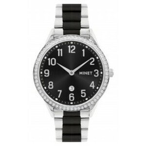 MINET Stříbrno-černé dámské hodinky AVENUE s čísly MWL5301