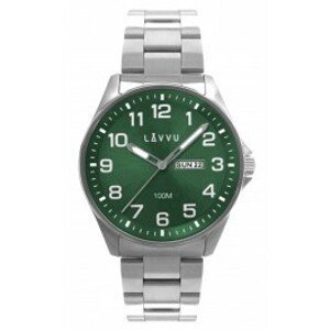 LAVVU Ocelové pánské hodinky BERGEN Green se svítícími čísly LWM0146