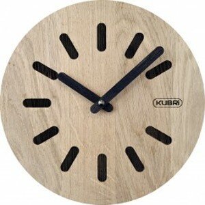KUBRi 0172 - 32 cm hodiny z dubového masívu včetně dřevěných ručiček