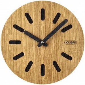 KUBRi 0171 - 20 cm hodiny z dubového masívu včetně dřevěných ručiček