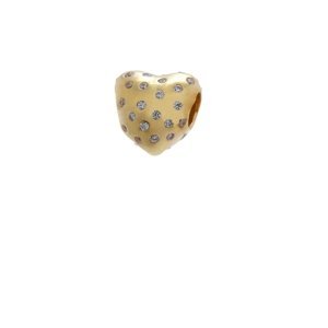 Zlatý přívěsek FLORA - srdce s bílými kamínky
