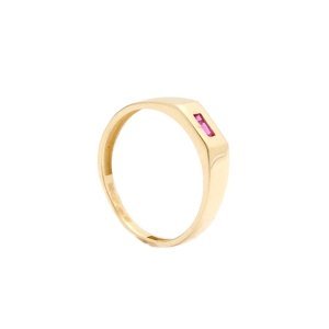Zlatý prsten FOLA s růžovým zirkonem