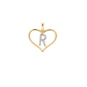 Zlatý přívěsek písmenko R v srdci